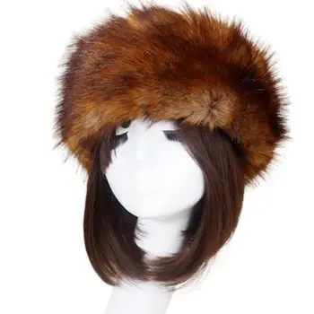 Женская шляпа, однотонный головной убор из искусственного меха, пустой цилиндр без полей, утолщенная меховая шапочка, плюшевая повязка на голову для катания на лыжах