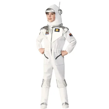 Роскошный детский белый костюм космического астронавта мужского и женского пола для карнавальной вечеринки на космическую тематику, детский комбинезон с капюшоном