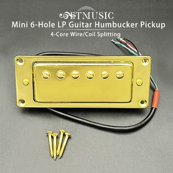 Мини-звукосниматель Хамбакер для электрогитары с 4-жильным проводом на 6 отверстий для LP-гитары Черный/Золотой/Хром (Гриф и бридж универсальные)