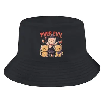 Purr Evil Унисекс, шляпы-ведра, Бафомет, Сатана, Люцифер, Хип-хоп, Солнцезащитная кепка для рыбалки, модный дизайн
