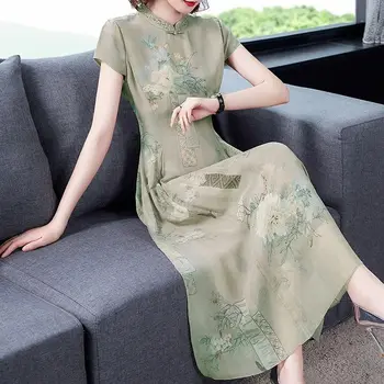 современное платье чонсам женское цветочное ципао китайское цветочное ципао вечернее винтажное платье Ао дай элегантное вечернее платье восточное ципао