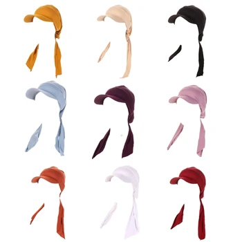 Модные хиджабы для женщин, мусульман, Мягкая эластичная повязка на голову, Головные уборы, шляпа, Химиотерапия, Тюрбан, Шапочки, Завязки сзади