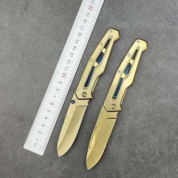 Высококачественные цельнометаллические складные ножи, конструкция из золота цвета шампанского, Титановый EDC для кемпинга на открытом воздухе, универсальный нож, мультиинструменты