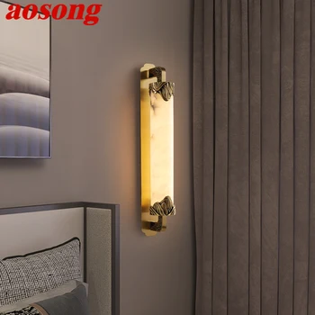 Латунный настенный светильник AOSONG LED Современные роскошные Мраморные бра для внутреннего декора дома Спальня Гостиная Коридор
