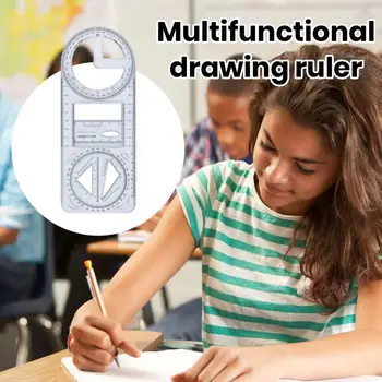 Многофункциональная измерительная шкала, универсальная геометрическая линейка, легко скользящий Стабильный измерительный инструмент для рисования в школьном офисе.
