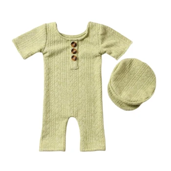 Реквизит для детской фотосъемки M76C, одежда для новорожденных, шапочка, длинный комбинезон, боди для новорожденных, приятный для кожи Детский наряд для фотосъемки