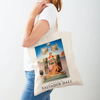Женская сумка для покупок Сальвадор Дали Сюрреалистическая Венера Бабочка Фруктовая сумочка Складная Тканевая Сумка для покупок в стиле Харадзюку Холщовая сумка