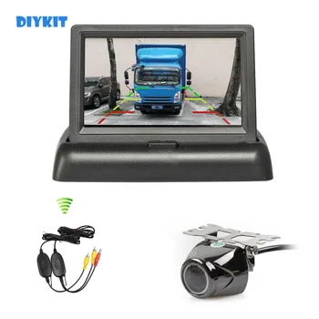 DIYKIT Беспроводной 4,3-дюймовый комплект камеры заднего вида для автомобиля, резервный автомобильный монитор, ЖК-дисплей, HD металлическая камера заднего вида для безопасности автомобиля