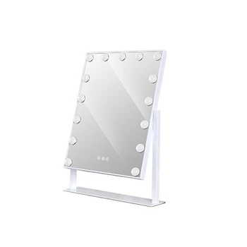 US Plug LED Live Mirror 15 ламп, Стоящее Складное Туалетное зеркало, Компактное Косметическое зеркало с сенсорным переключателем яркости