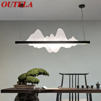 OUTELA Китайские подвесные светильники для потолка, светодиодные, 3 цвета, современный чайный домик, креативная люстра с пейзажем холма для домашней столовой