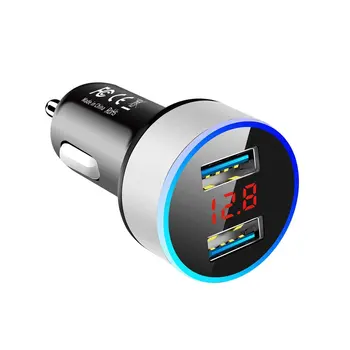 Автомобильное зарядное устройство с двумя USB-адаптерами QC 3.0, Прикуриватель, светодиодный вольтметр для всех типов, зарядное устройство для мобильных телефонов, смарт-зарядка с двумя USB