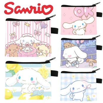 Женский кошелек Sanrio Cinnamoroll, милый мультяшный кошелек на молнии, модные сумки для хранения монет, брелок для наушников, детские подарки