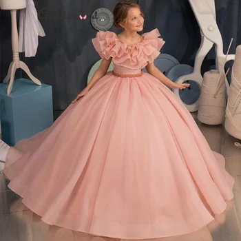 Платье для вечеринки на день рождения принцессы для девочек, роскошное платье для девочек-цветочниц из органзы, детское платье для свадебной вечеринки для маленьких детей