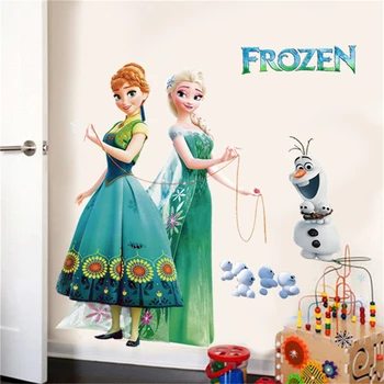 Наклейки на стену Принцессы Диснея, Детские комнаты, обои для спальни с замороженными детьми, плакат для девочки из детской, Наклейка с изображением Эльзы, Домашний декор 3d