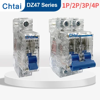 DZ47-63 1P 2P 3P 4P 63a Прозрачная оболочка 6Ka MCB воздушный однополюсный выключатель Низкого напряжения мини-автоматический выключатель Дешевая цена