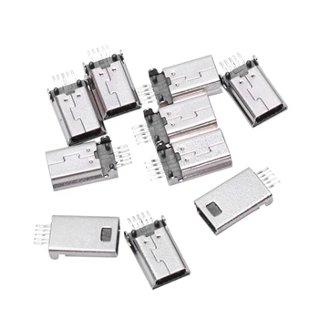 10 штук Mini USB Type B штекер 180 градусов 5-контактный SMD SMT для пайки разъема