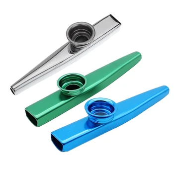 Металлический Алюминиевый Сплав Kazoo С 5 шт Подарочной Диафрагмой Для Флейты Для Детей-Меломанов, зеленый, синий и Серебристый (3 комплекта)