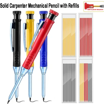 Твердый Плотницкий карандаш С заправкой, Длинный Механический карандаш с глубоким отверстием, Маркер для деревообработки, Школьные канцелярские принадлежности, Стационарные