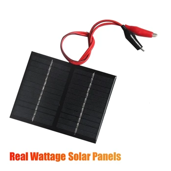 1 шт 12 В 1,5 Вт Солнечная панель Система зарядки аккумулятора Поликристаллическая Солнечная панель С зажимом для небольших электроприборов