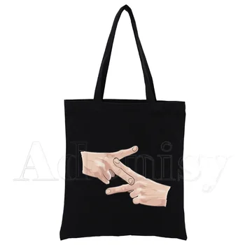 Rap Le Monde Chico PNL Harajuku Art Shopping Черная холщовая сумка-тоут с мультяшным принтом, Многоразовая тканевая сумка, сумки через плечо на заказ