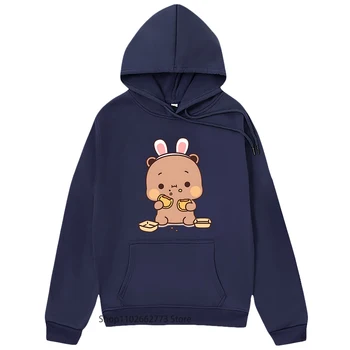 Mochi Brownie Bear and Baby Panda Графические Толстовки для Женщин Kawaii Cute Dudu Print Sweatshirt Мужская Одежда В Корейском Стиле Sudadera