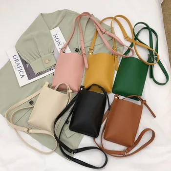 2023 Повседневная сумка для телефона из мягкой кожи, Корейская женская сумка для мелочи, кошельки и дамские сумочки через плечо