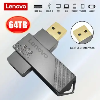 Lenovo Pen Drive USB 3.0 Высокоскоростной Флэш-накопитель Металлический 2 ТБ 4 ТБ Портативный Водонепроницаемый Телефон Мобильный Флешка 64 ТБ Usb Флэш-накопитель