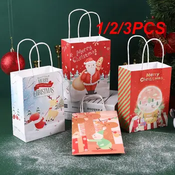 1/2/3ШТ Рождественский подарочный пакет Упаковка для конфет и печенья в канун Рождества Креативные Бумажные пакеты для Счастливого Рождества Подарочный пакет из крафт-бумаги