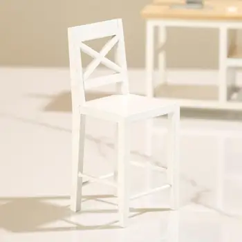 Стул для кукольного домика 1/12, мини-деревянный стул для столовой, украшения спальни