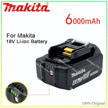 18V 6.0Ah Makita Оригинал Со светодиодной литий-ионной заменой LXT BL1860B BL1860 BL1850 Аккумуляторная батарея электроинструмента Makita 6AH