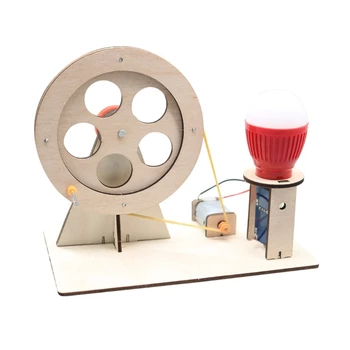 Сделай сам Собери Деревянный генератор с рукояткой Электрическую лампочку Наборы для научных экспериментов Детские Наборы для научных экспериментов с деревянными головоломками