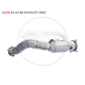Выпускная труба HMD для Audi A4 A5 Q5 B8 Автомобильные Аксессуары с коллектором каталитического нейтрализатора, труба из нержавеющей стали без каталитического нейтрализатора