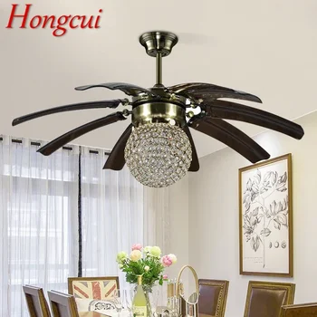 Hongcui Nordic LED Fan Light Американский Винтажный Ресторан Гостиная Кабинет Потолочный Вентилятор С Дистанционным Управлением Электрический Вентилятор Light