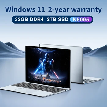 2023 Ноутбук 15,6 Дюймов IPS Full HD Windows 11 Pro Ноутбук Игровой Intel N5095 Офисный Компьютер с Подсветкой Отпечатков Пальцев Wifi BT