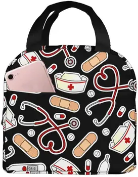 Сумка для ланча в стиле медсестры для женщин, изолированная сумка-тоут, Многоразовый ланч-бокс-холодильник для работы, пикника и путешествий