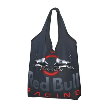 Многоразовые красные двухслойные сумки для покупок, складные сумки для продуктов RB Racing Athlete, моющиеся большие сумки-тоут