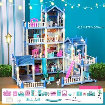 Большой легкий кукольный домик, набор для дома своими руками для детей, Bb House Building, кукольная мебель, Миниатюрный кукольный дом, виллы, Рождественские подарки, детские игрушки