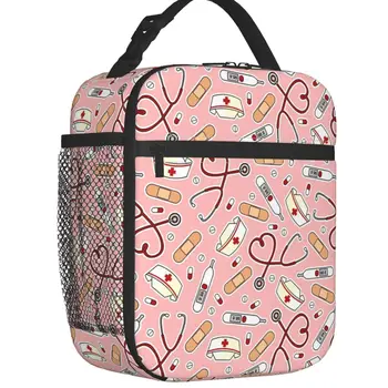 Изготовленная на Заказ Розовая Мультяшная сумка для ланча медсестры, женский кулер, теплый Изолированный ланч-бокс для детей, школьников