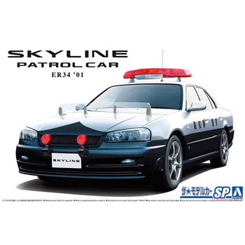 Aoshima 06125 в масштабе 1/24 ER34 Skyline Police Sport Vehicle, Игрушка для хобби ручной работы, Набор для сборки пластиковых моделей