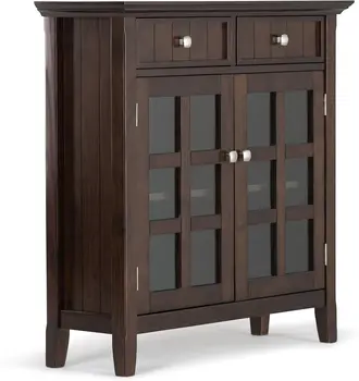 Шкаф для хранения в прихожей из МАССИВА Акадийского ДЕРЕВА шириной 36 дюймов в деревенском стиле темно-коричневого цвета с 2 выдвижными ящиками