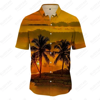 Мужская рубашка Shawi Beach Party В стиле Ретро, Уличная Одежда, Мужская Мода, Рубашка С Принтом Кокосовой Пальмы, Большой Мужской Короткий Рукав