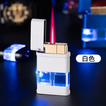 Интернет-знаменитость Ветрозащитная Синяя Светодиодная Подсветка Прозрачная Зажигалка для машинного отделения Мужские Подарочные Аксессуары для сигарет