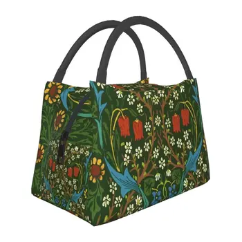 Изолированные сумки для ланча William Morris Victorian Floral Arts, переносные винтажные сумки-термохолодильники Bohochic, сумка для ланча, Офисная сумка для пикника
