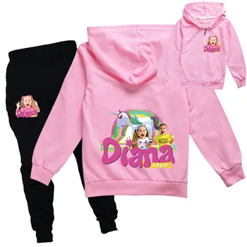 Новая милая одежда для Дианы и Рома, одежда для маленьких девочек, осенний костюм для мальчиков-подростков, детские куртки на молнии, брюки, спортивная одежда из 2 предметов