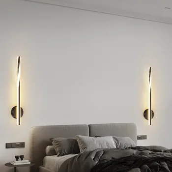 Линейные настенные светильники LED Современный светильник для спальни Скандинавский Простой Прикроватный диван для гостиной Фоновый декор Настенные светильники для прохода