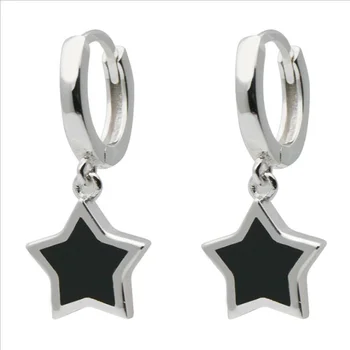 Модные серьги-капли с пятиконечной звездой Black Star для женщин, ювелирные изделия, простая индивидуальность, милая пряжка для ушей, женские серьги в подарок