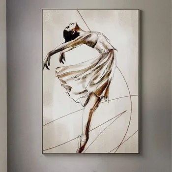 Современные плакаты и принты с изображением балерины на холсте, настенное искусство для домашнего декора в гостиной Без рамки