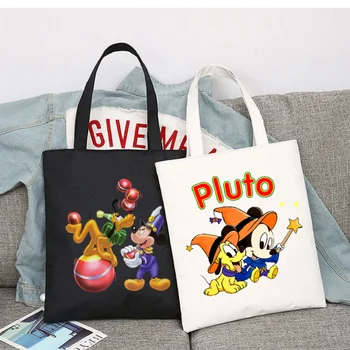 Женская сумка для покупок с собакой Плуто из мультфильма Диснея, сумка для покупок, дорожная сумка, студенческие холщовые сумки, сумка для колледжа большой емкости