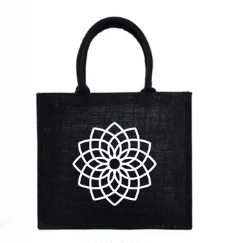 Сумка из мешковины Flower of Life, персонализированная пляжная сумка для подружек невесты из мешковины, Сакральная Геометрия, Многоразовая сумка для покупок Seed of Life