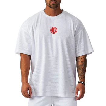 Мужская футболка в стиле хип-хоп, Летние быстросохнущие спортивные топы с коротким рукавом, модная рубашка с принтом, рубашка для занятий в тренажерном зале, рубашка для бега, одежда оверсайз